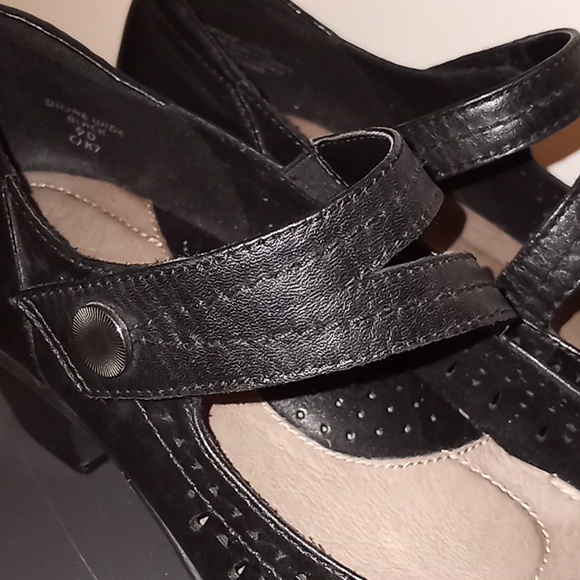 Earth Dione Black Leather Mary Jane Shoes Size 9 Wide - Picture 5 of 11